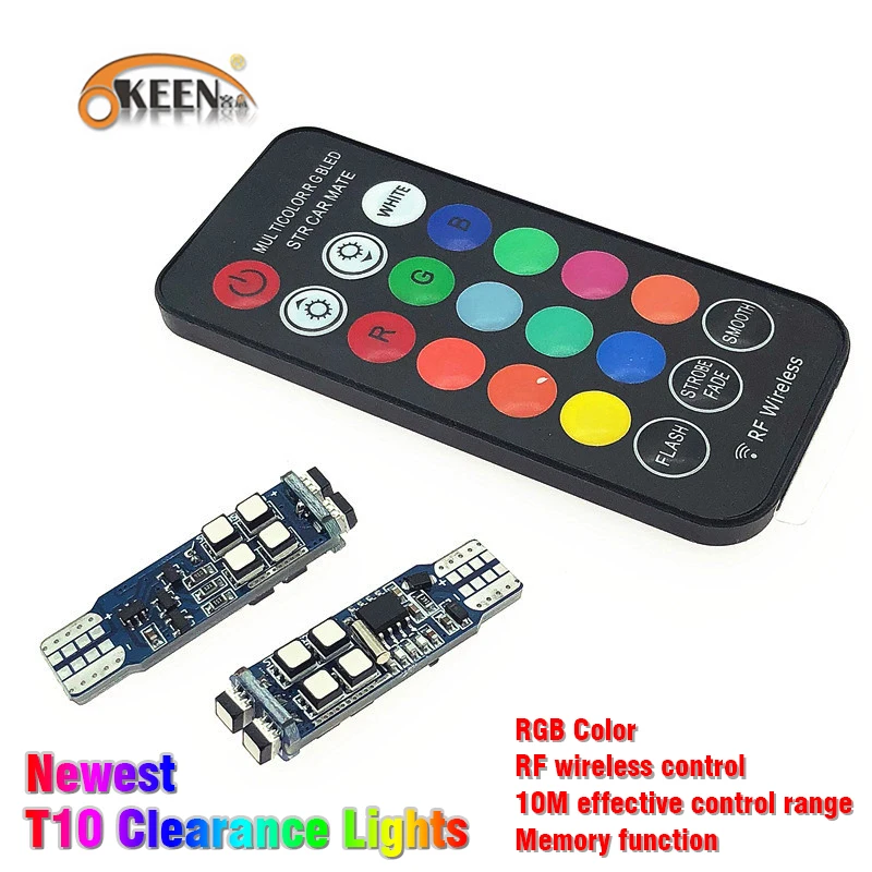 Светодиодный светильник OKEEN для автомобиля T10 W5W 3535 SMD 2 Вт RGB светодиодный