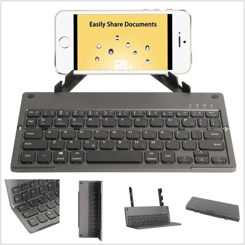 

BASIX Bluetooth Folding Mini Keyboard with Tablet Stand,BT Wireless Keyboard Foldable keypad For IOS/Android/Windows ipad phone