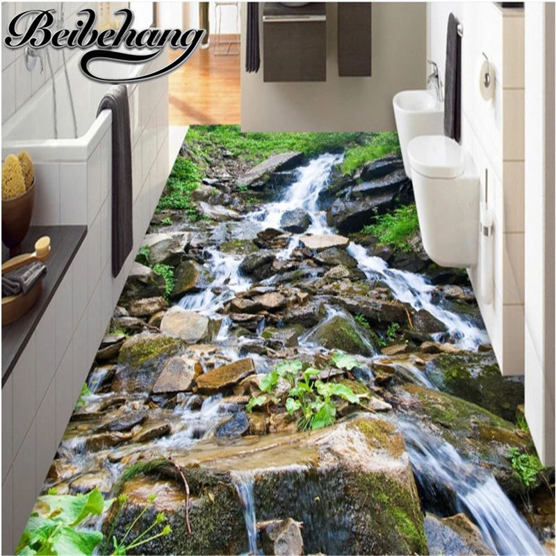3D наклейки для ванной кухни с изображением горных ручьев гальки пейзажа