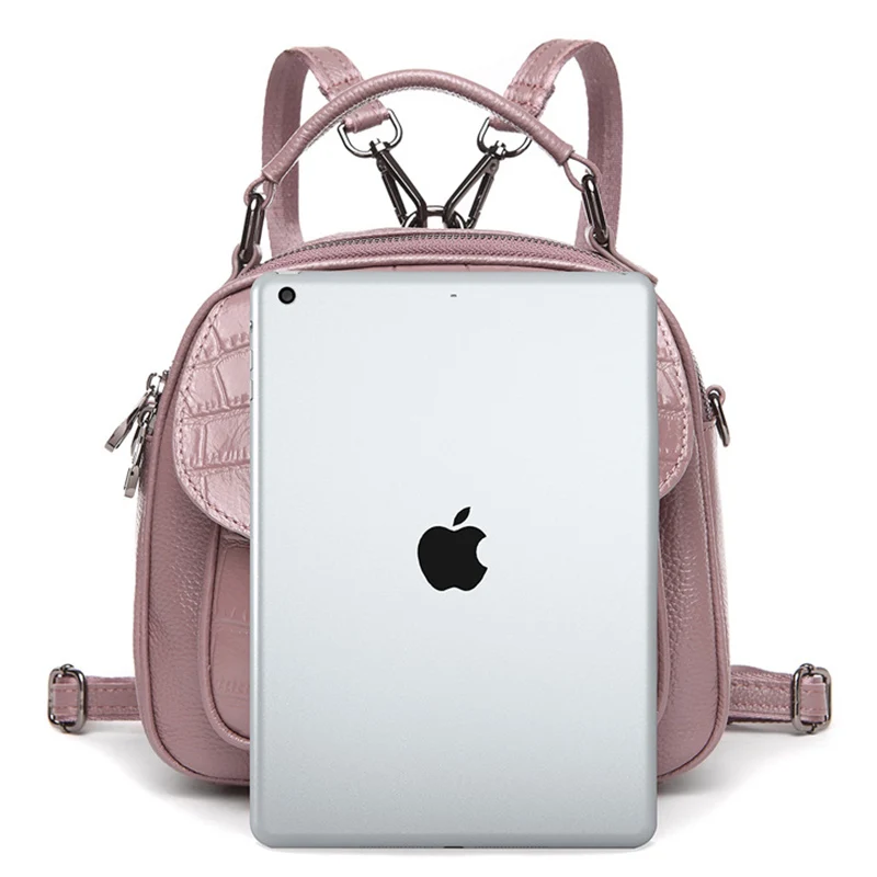 Женский рюкзак Zency из натуральной кожи с каменным узором, школьные сумки для девочек, модные женские одноцветные дорожные сумки, очаровательный розовый ранец