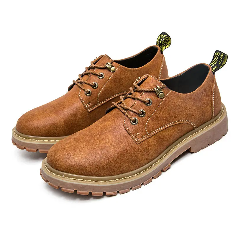 Light Brown Новые осенние мужские Ботинки martin в европейском и американском стиле повседневные кожаные ботинки на низком каблуке Модные мужские тонкие ботинки обувь - Цвет: Light Brown