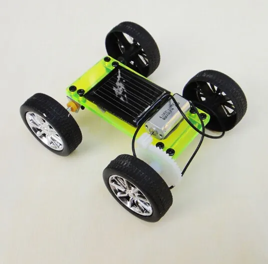 Assembly Mini Solar Car Hand-made Green Toy Powered DIY Car Kit Children Gift