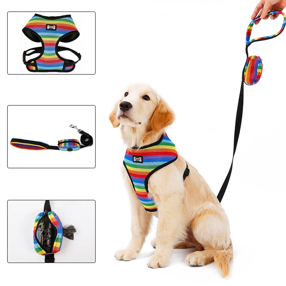 

Breathable Mesh Small Dog Pet Harness and Leash Set Puppy Cat Vest Harness Collar Adjustable Harness with Bag