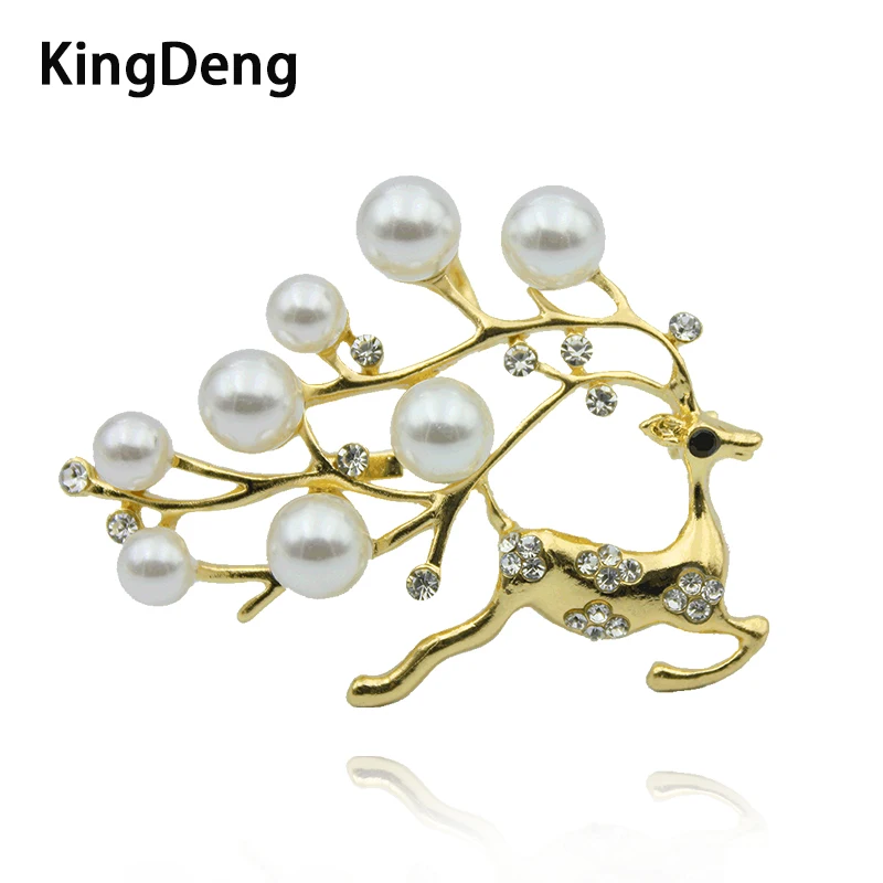 

Mermaid Deer Brooches Pearl Pearls Brooch For Women Cute Baby Pins Rhinestone Gift Golden Lapel Pin Vintage Jewelry Enamel Pin