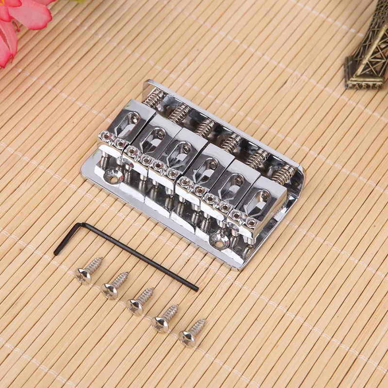 

1 Set 65mm Guitar 6 Saddle Fixed Bridge For Electric Guitar With Screws Sliver