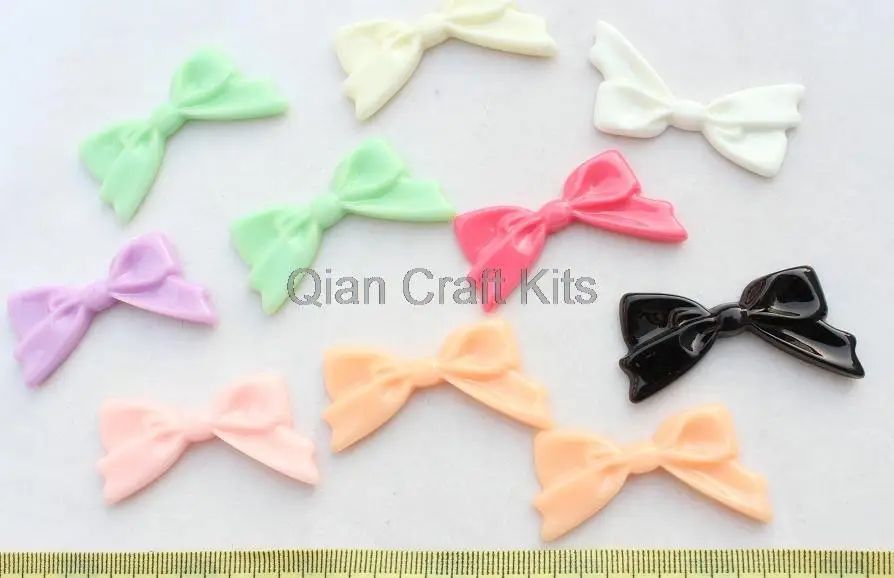 80 шт. Kawaii Луки Смола Кабошоны плоской задней Скрапбукинг DIY Craft 44 мм Большой Kitsch лук