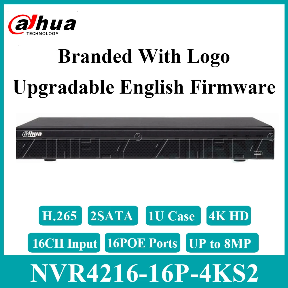 Dahua оригинальный NVR4216-16P-4KS2 сетевой видеорегистратор жесткий диск выбран 16CH 8MP 1U 16POE 4 к H.265 2SATA заменить NVR4208-8P-4KS2