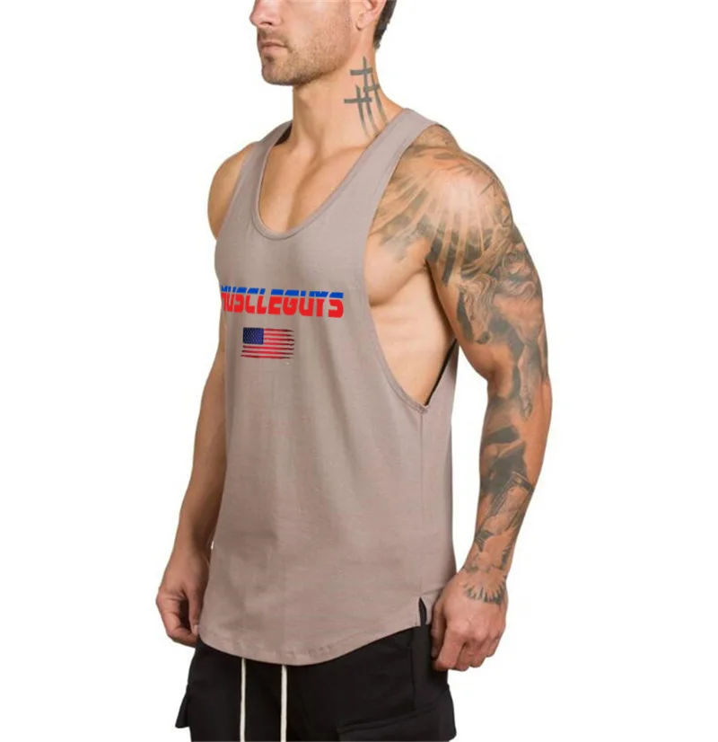 Майка с американским флагом Топ для мужчин костюмы бренд летний топ фитнес Singlet тренажерные залы Жилет Человек Бодибилдинг Рубашка без рукавов