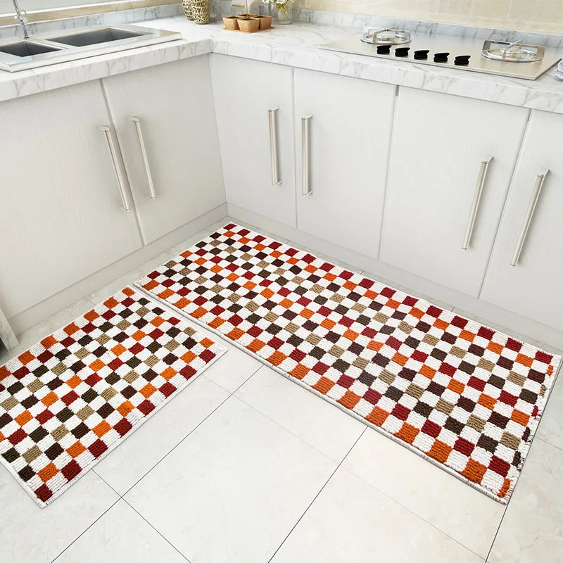 Mosaic red Синий/красный/зеленый комплект из 2 предметов с резиновой подложкой, нескользящий кухонный коврик и ковры, мозаика с животными, маленький решетчатый дизайнерский коврик для ванной комнаты - Цвет: Mosaic red