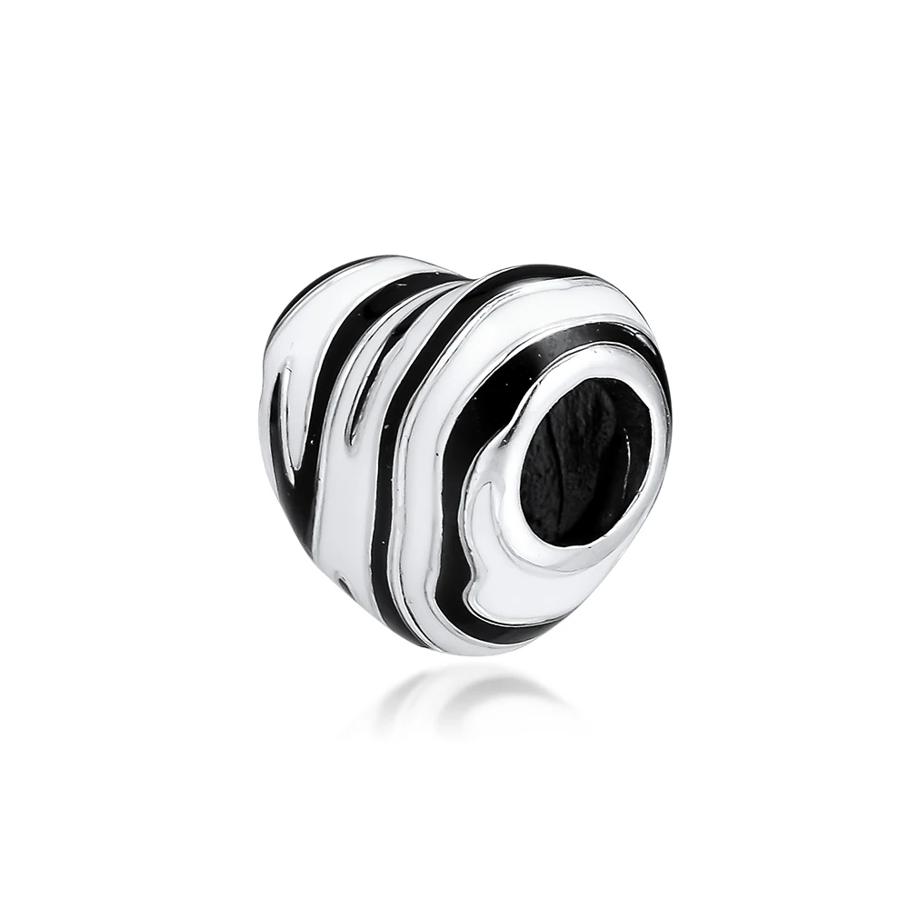 

Pandulaso WILD STRIPES HEART CHARM 2019 Summer Beads For Jewelry Making Woman DIY Sterling Silver Jewelry For Bracelets