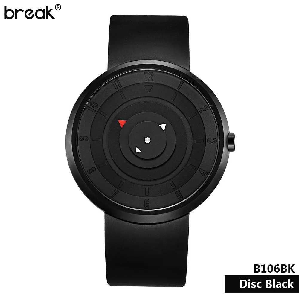Disc Black Мужская подарок перерыв часы мужчин творческих черный огонь Дизайн наручные свободно дышать на спортивные повседневные Модные кварцевые часы - Цвет: Disc Black