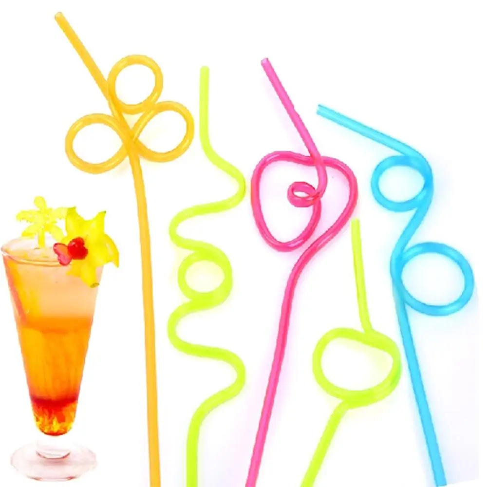 Paper Straw 50PCS PVC Straws Crazy Reusable Drinking Straws in Assorted Colors Great for Parties Carnivals Fun Mixed Color