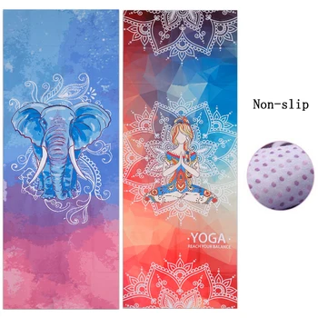 

183*65cm Microfiber Retro style Lotus Elephant Pattern Non-slip Yoga Mat Exercise Fitness Gymnastics Mat Tasteless Pilates Pad