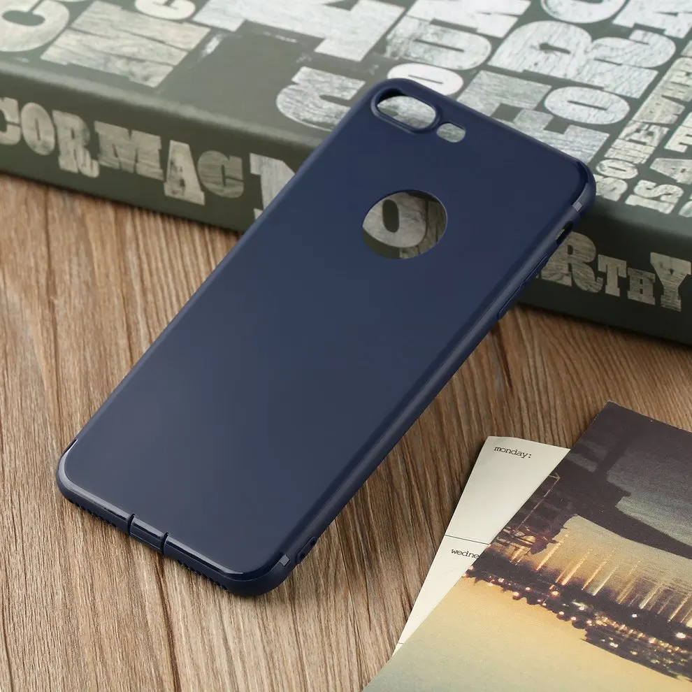 

5pcs Blue Silicone Matte Back Cover Shockproof Protective Phone Case Shell For iPhone 7 Plus