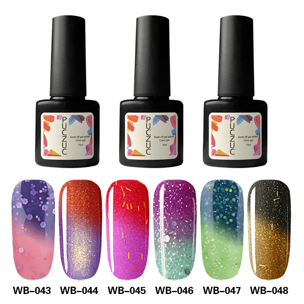 

PUCZUC 10ml thermo gel polish glitter nail varnish temperature variation