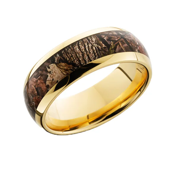 shardon mens gold color plated titanium brown woodland camo wedding ring with polished finishing ring for men 8mm - Mens Camo Wedding Ring shardon mens gold color plated titanium brown woodland camo wedding ring with polished finishing ring for men 8mm - Mens Camo Wedding Ring