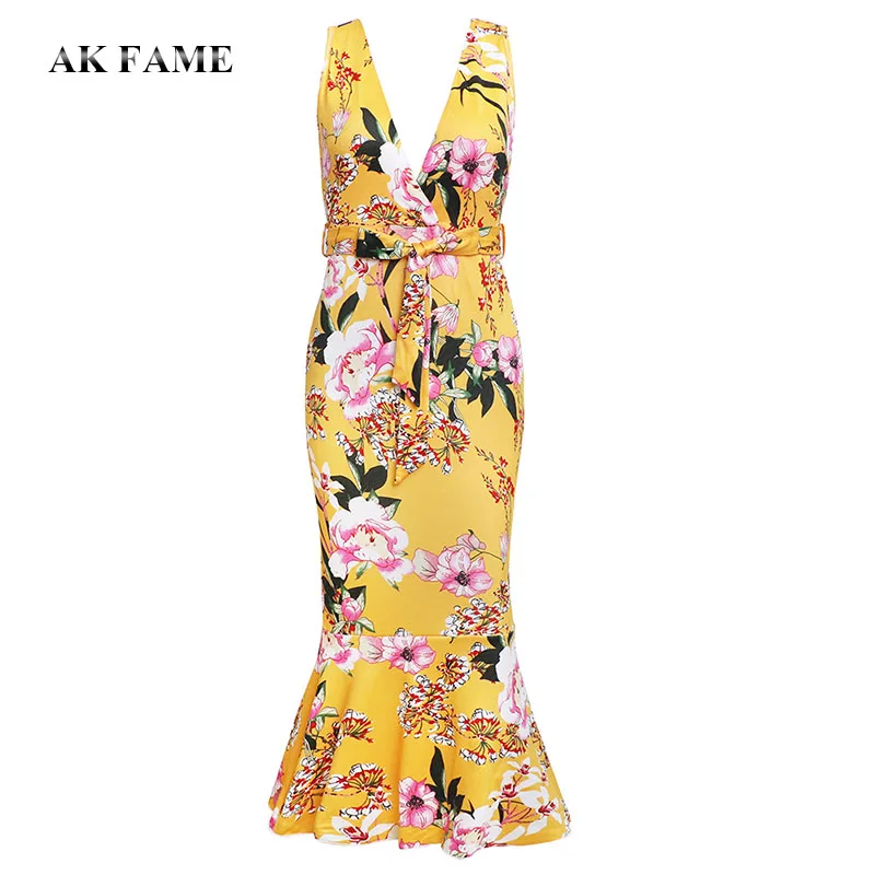 2019 летняя одежда женское платье без рукавов с принтом в виде листьев лотоса для