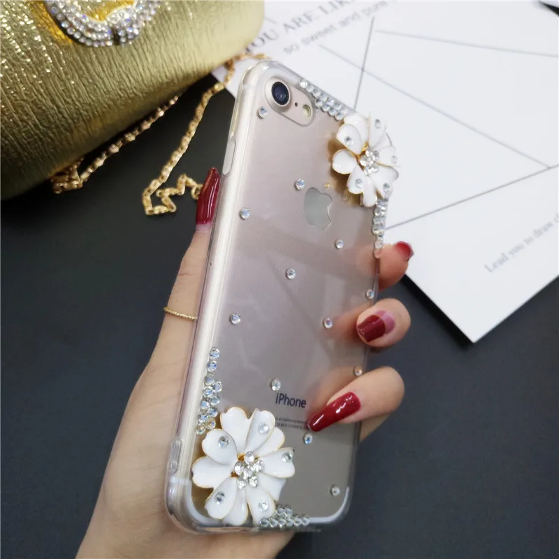 Роскошный 3D чехол XINGDUO с цветами блестящими стразами бриллиантами задняя крышка
