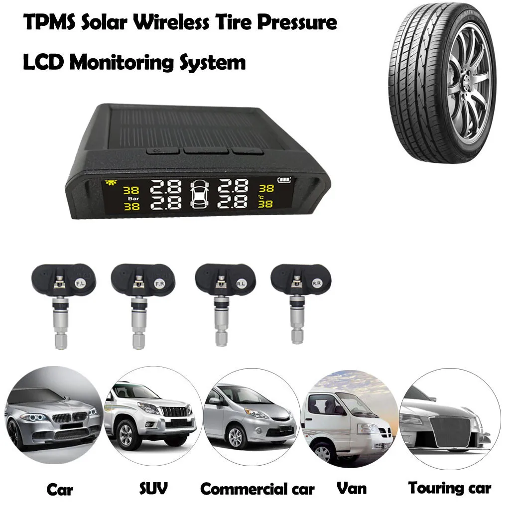 Солнечная Беспроводная TPMS автомобильные шины покрышки система контроля давления/4 внутреннего датчика gao6.4