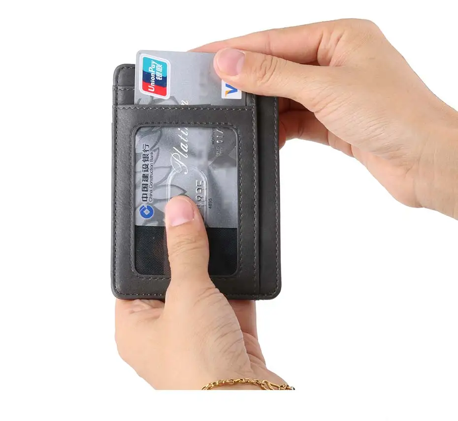 Мужской женский кожаный кредитный держатель для Карт RFID твердый кожаный держатель для карт бизнес-кошелек для путешествий дизайнерский кошелек для мелочи