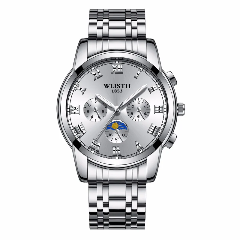 Дропшиппинг wlith спортивные часы мужские часы Лидирующий бренд Роскошные военные армейские кварцевые часы мужские Часы повседневные Relogio Masculino - Цвет: silver white
