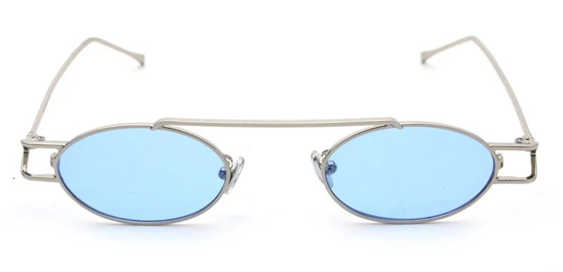 silver with blue Peekaboo модные крошечные солнцезащитные очки для женщин в металлической оправе золотые прозрачные линзы Овальные Солнцезащитные очки для мужчин ретро uv400 красный желтый - Цвет линз: silver with blue