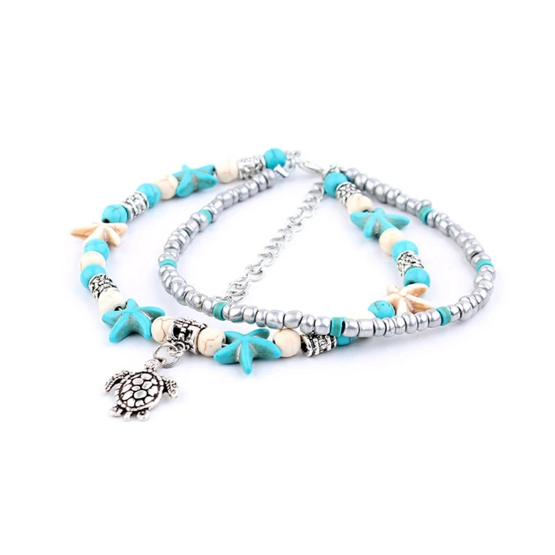 13 Styles Shell Anklet Bracelet Moon Leaf Blue Beads Starfish Anklets Statement Sandal For Women Foot Boho Jewelry