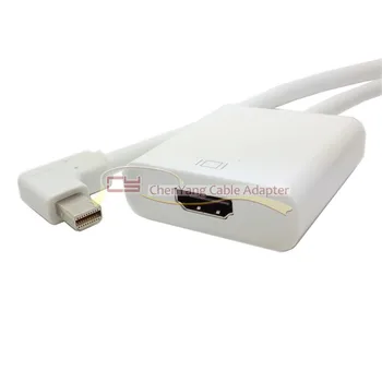 

90 Degree Left Angled Mini DisplayPort DP to HDMI Female Adapter Cable for Mac book and ATI White Color 20cm