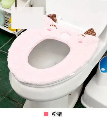 3 Pink pig Мультяшный теплый кашемировый моющийся чехол для унитаза для ванной комнаты, коврик с крышкой, тканевый утеплитель для унитаза, моющийся тканевый чехол для сиденья - Цвет: 3 Pink pig