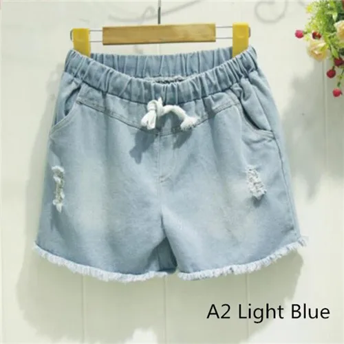 A2 Light Blue Горячая Распродажа 1 шт. летние женские шорты с высокой талией стрейч синие джинсовые шорты обтягивающие рваные джинсы Повседневная Женская одежда женские подарки - Цвет: A2 Light Blue