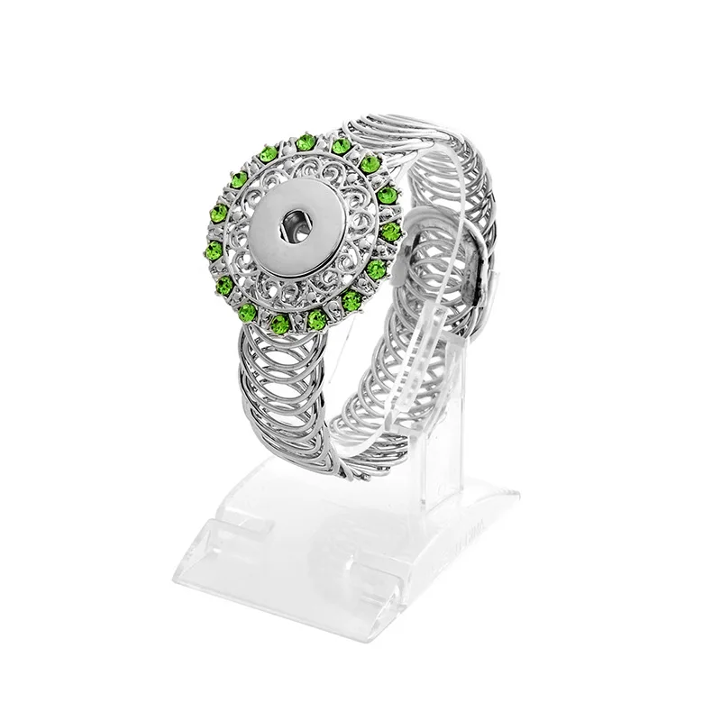 Новая мода Красота горный хрусталь Шарм кнопки jewelry браслет 8 видов цветов Fit 18 мм кнопки Пуговицы изделия серебряные тона подарок для