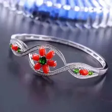Отличающаяся хорошей устойчивостью натуральный 4*6 мм украшения коралловые s925 стерлингового серебра браслеты блестящие ювелирные украшения для женщин Свадебные натуральный рубин