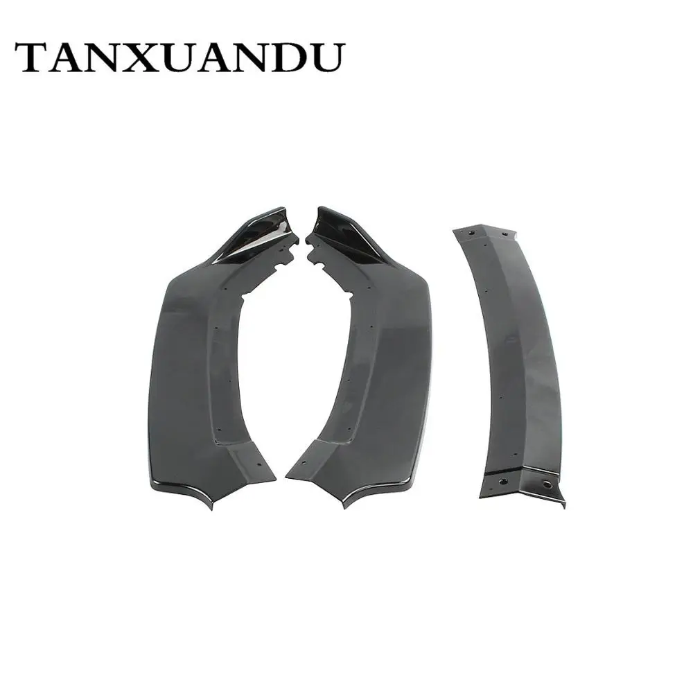 Окрашенные глянцевые черные 3 ступенчатые передний бампер спойлер для нижнего