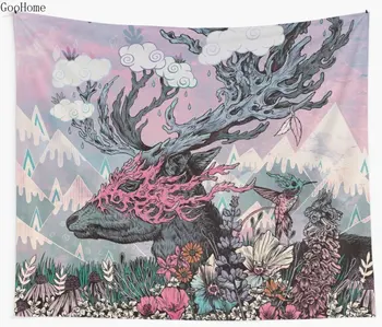 

Journeying Spirit (deer) sunset Wall Tapestry Beach Towel Polyester Blanket Yoga Shawl Mat