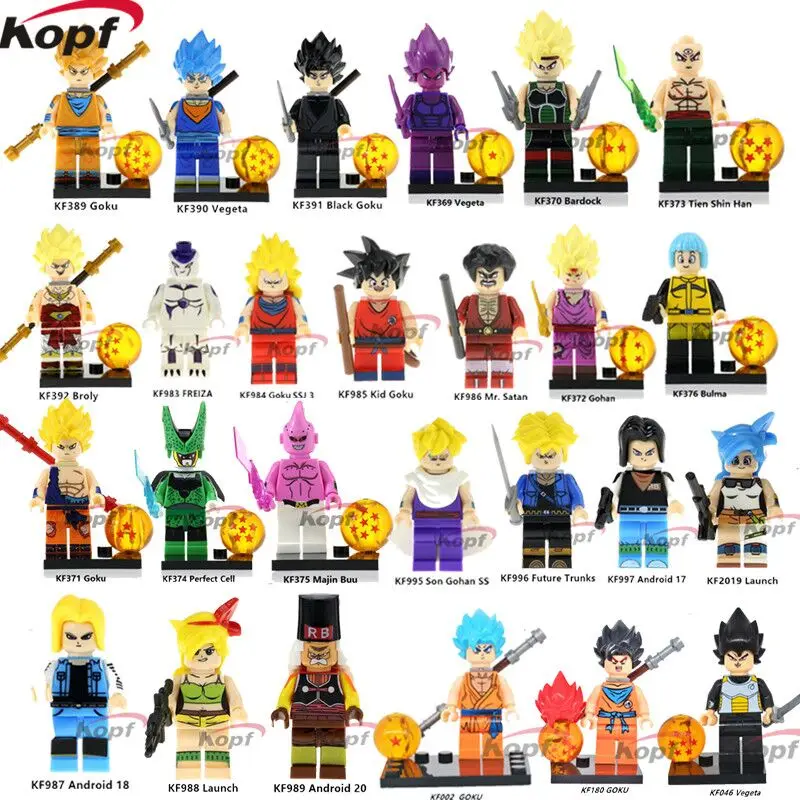 

Single Sale Building Blocks Dragon Ball Z Figures Mr. Satan Freiza BlackGoku Vegeta Perfect Cell Majin Buu Bricks Children Toys