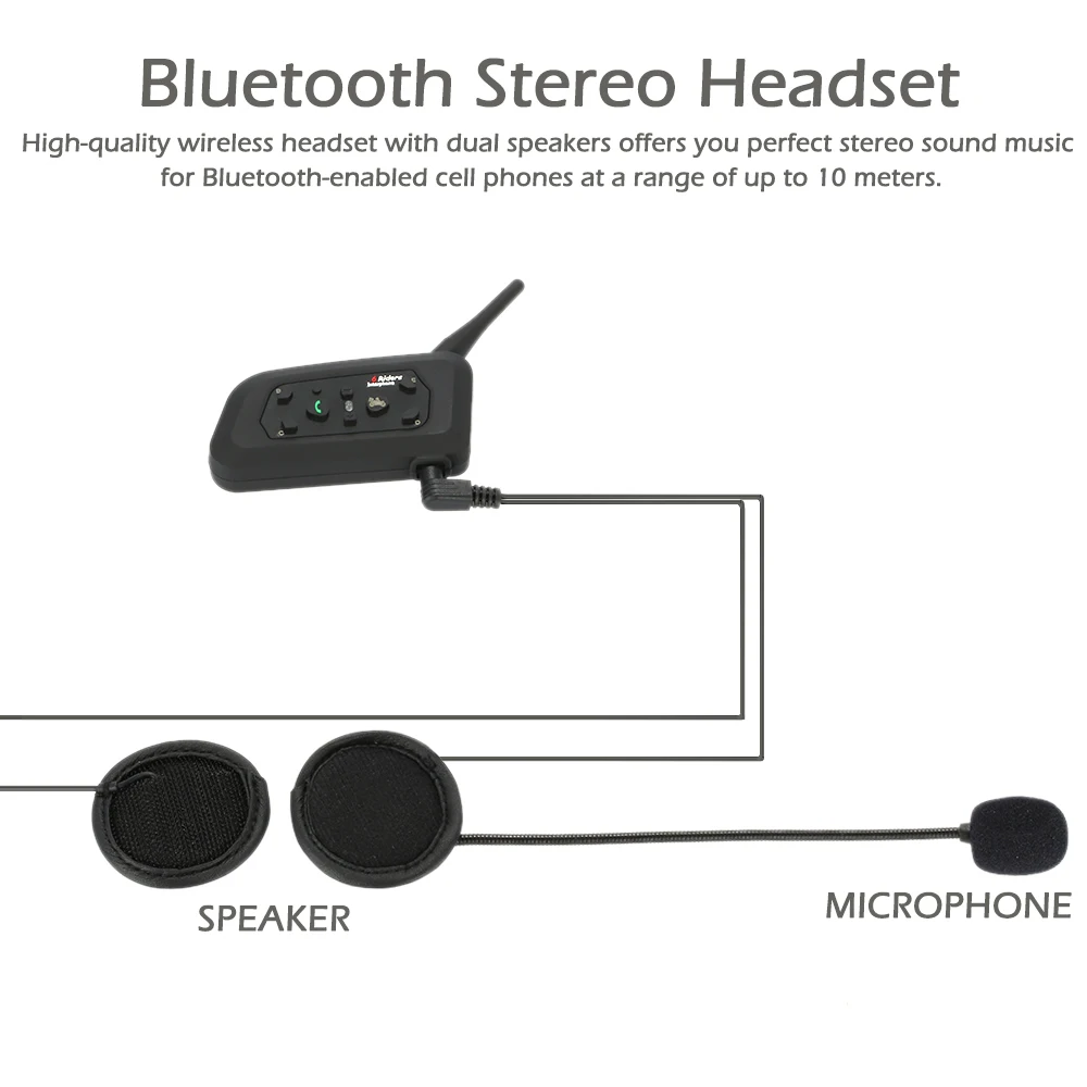 V6-1200 мотоцикл Bluetooth домофон/гарнитура Hands-free переговорный шлем гарнитура подключение до 6 мотоциклистов EU/USPlug