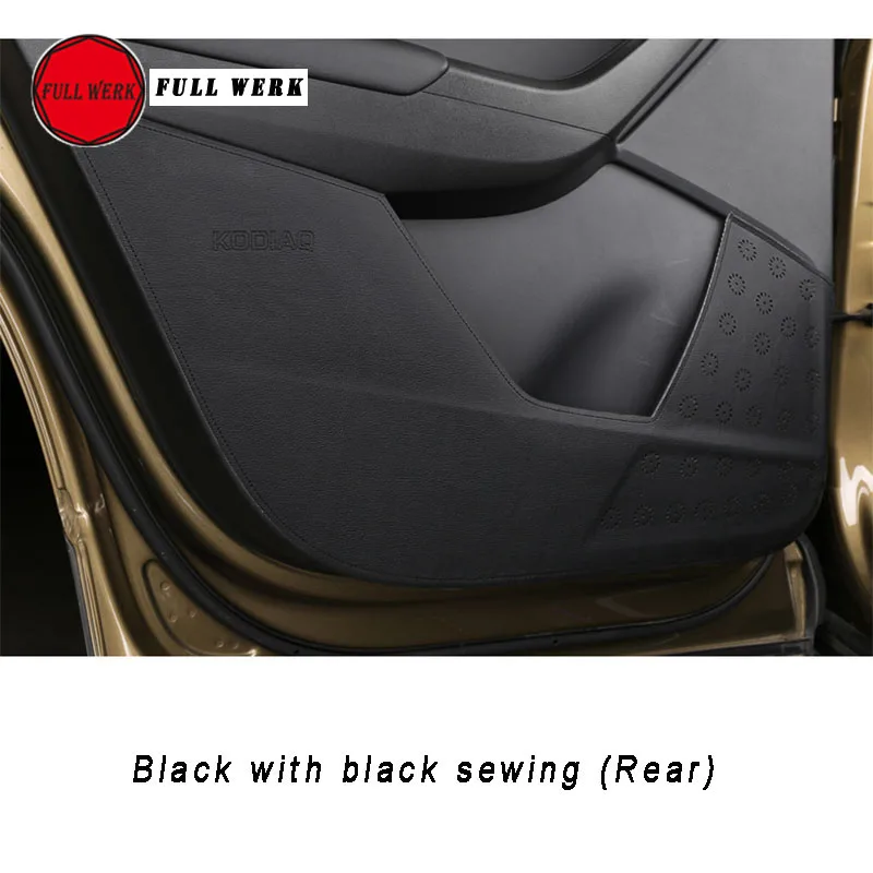 Black with Black Sew 1 компл. Автомобильный Стайлинг двери анти Kick стикер коврик для двери защитная крышка для Skoda Kodiaq интерьерные молдинги аксессуары - Название цвета: Black with Black Sew