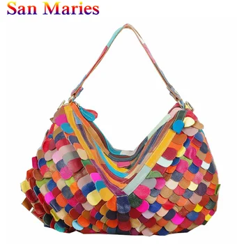 

San Maries Cowhide Women Handbag Genuine Leather Bags Ladies Casual Shoulder Bags Female Fashion Casual Messenger Bags Tote
