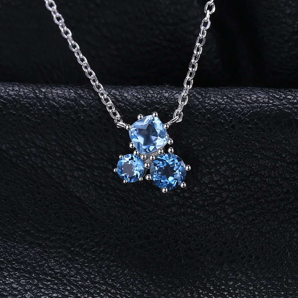 1.7ct натуральный мульти Лондон кулон с голубым топазом ожерелье 925 стерлингового