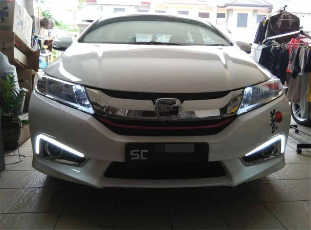 Автомобильный мигающий светодиодный фонарь 1 комплект для Honda City с желтой функцией поворота желтый для автомобильного стайлинга дневной ходовой светильник DRL