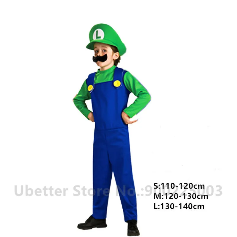 Halloween Cosplay Super Mario Bros Costume For Kids Adults Funny Party Wear Cute Plumber Mario Luigi Set Children Clothes C011