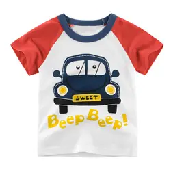Милая футболка для мальчиков; хлопковая футболка с короткими рукавами и круглым вырезом для детей ясельного возраста; летние футболки с