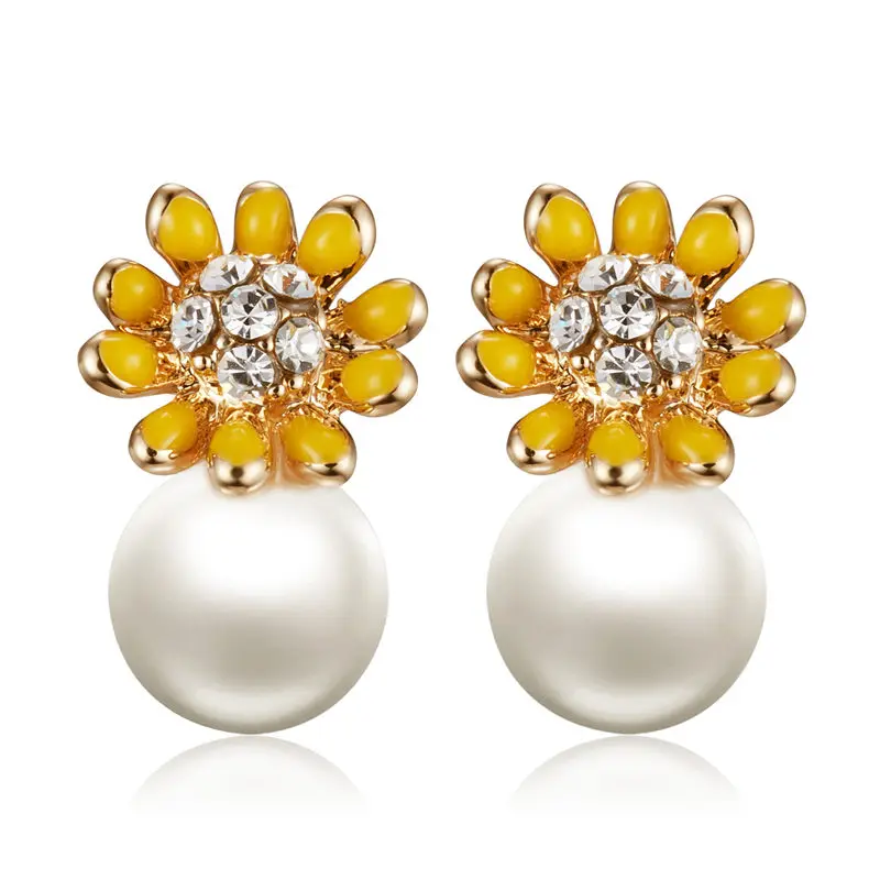 

Enamel Flower Imitation Pearl Oil Painted Flower Earrings Cactus Butterfly Horse Stud Earrings Jewelry Gift for Women