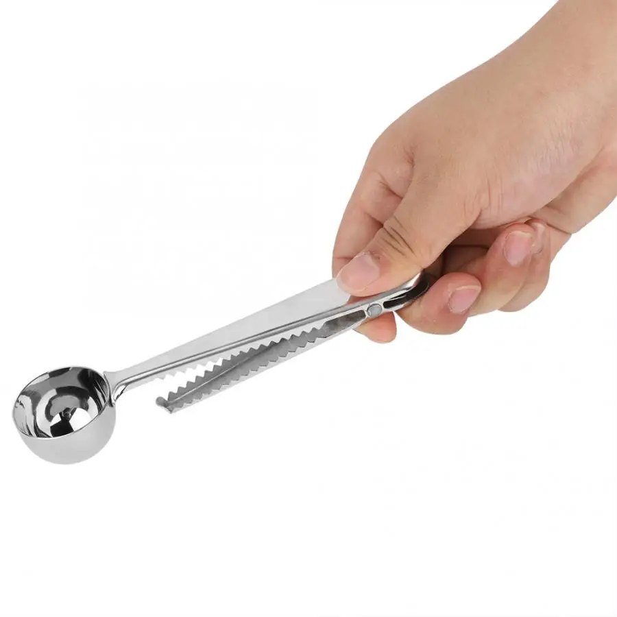 Rose Gold kitchen 2 in 1 Stainless Steel Stirring Measuring Spoon with Sealing Clip for Kitchen Cafe Measuring Spoon