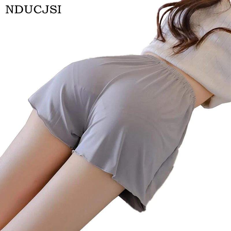 

NDUCJSI New Summer Shorts Casual Anti-lighting Outer Wear Home High Waist Solid Colors Loose Silk Security Plus Size Shorts
