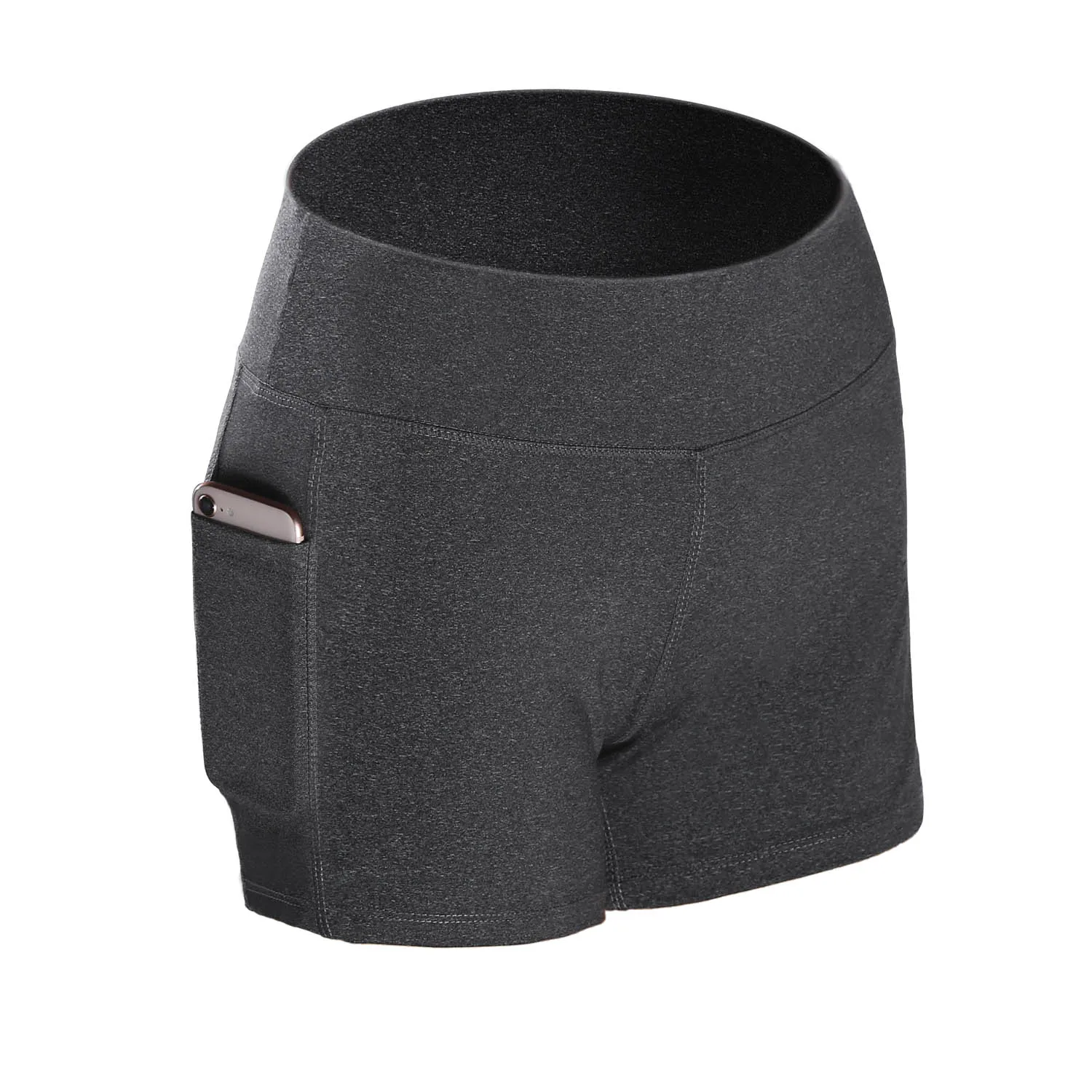 Dark gray Женские шорты с высокой талией с боковыми карманами компрессионные дышащие для бега спорта H9 - Цвет: Dark gray