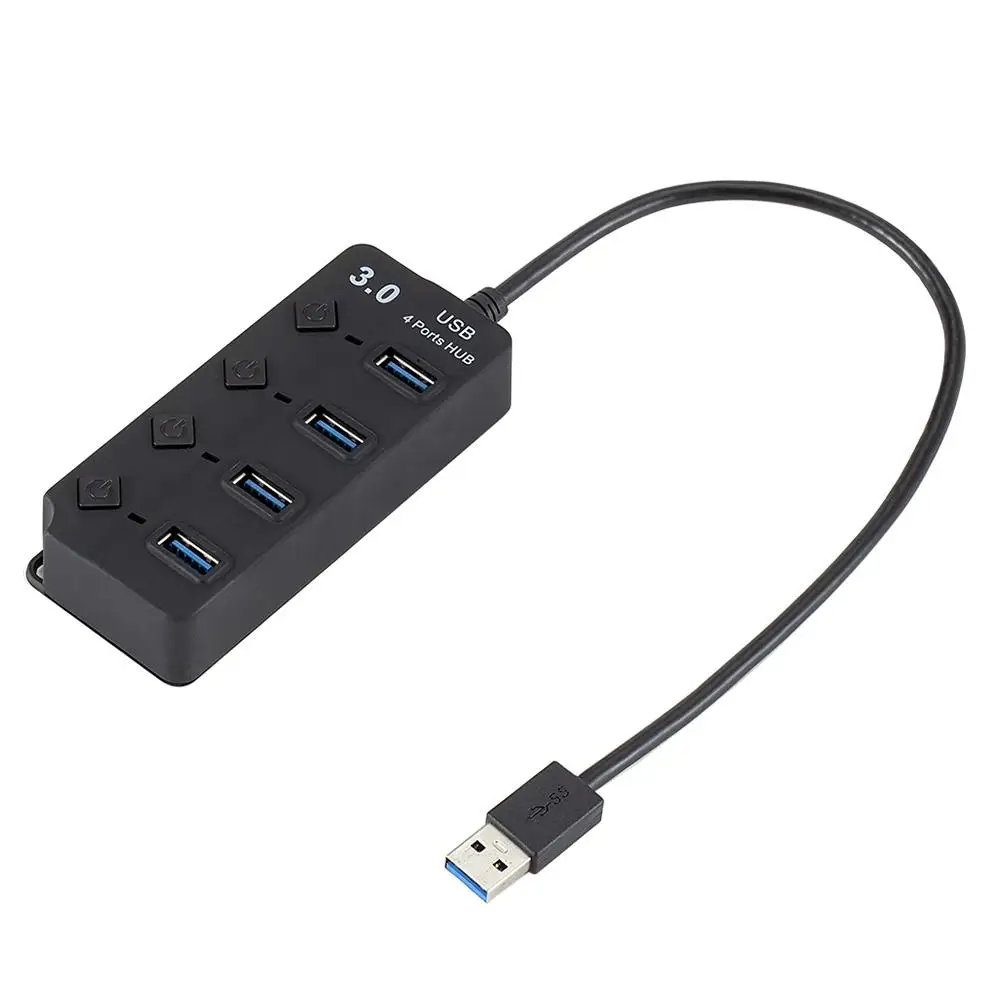 4 порты USB 3,0 концентратор 5 Гбит/с Высокое скорость On/Off Настенные переключатели AC адаптеры питания для ПК Новый