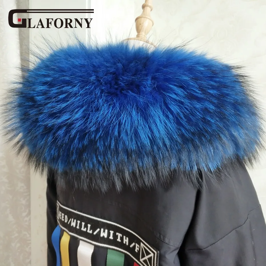 Glaforny Зима натуральный меховой воротник& женские шарфы модное пальто свитер Шарфы Воротник Роскошные енота шапки с горловиной