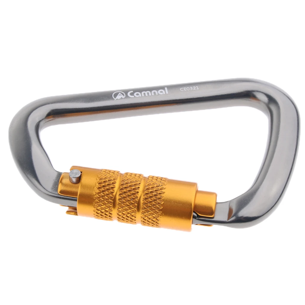 28KN D Shape Carabiner Locking Spring Snap Hook Outdoor Rescue Arborist Mountaineer Equipment Camping Hiking Climbing Accessory