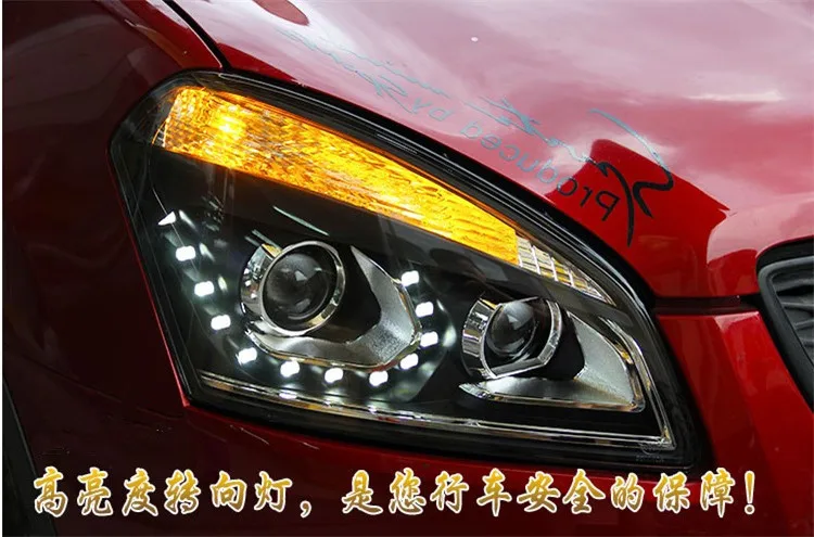 Hireno фары для 2008-13 Nissan Qashqai передних фар сборки светодиодный DRL ангел объектив двойной луч ксеноновые 2 шт